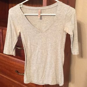 Gray 3/4 sleeve cotton shirt